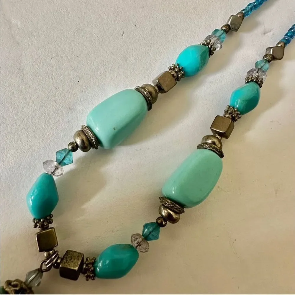 Turquoise blue beaded necklace